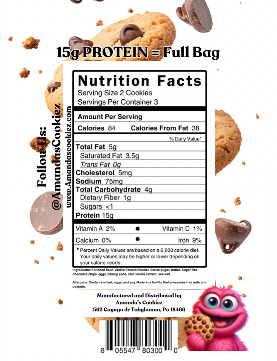 Chocolate Chip Protein Cookie Bag