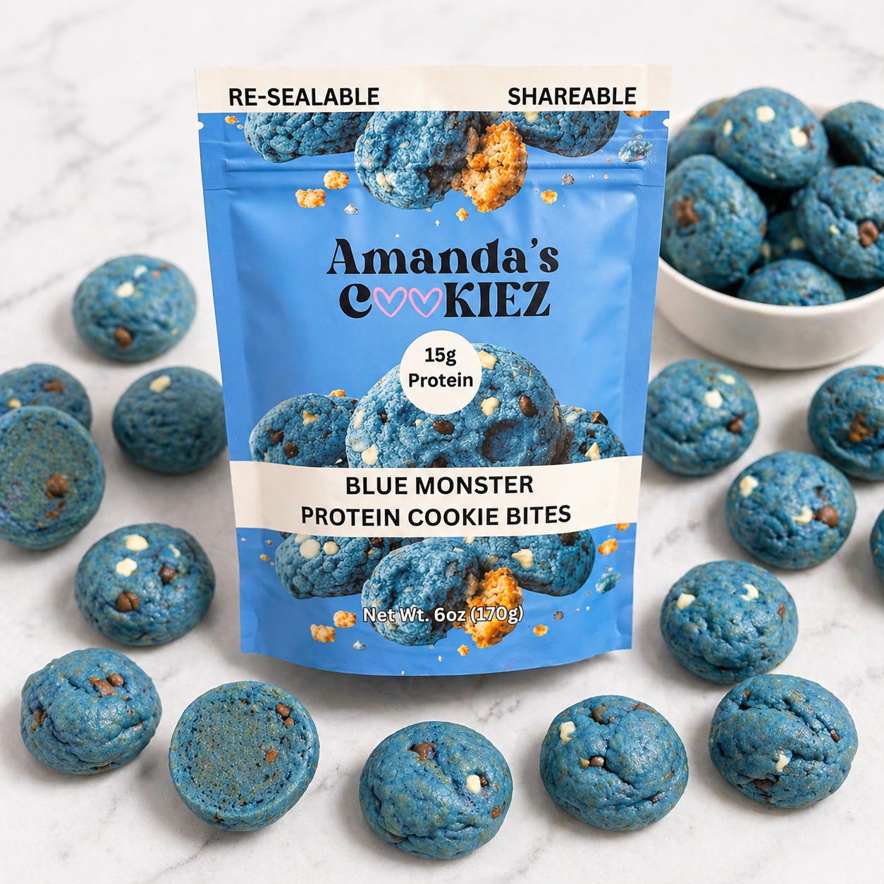 Blue Monster Protein Cookie Bag