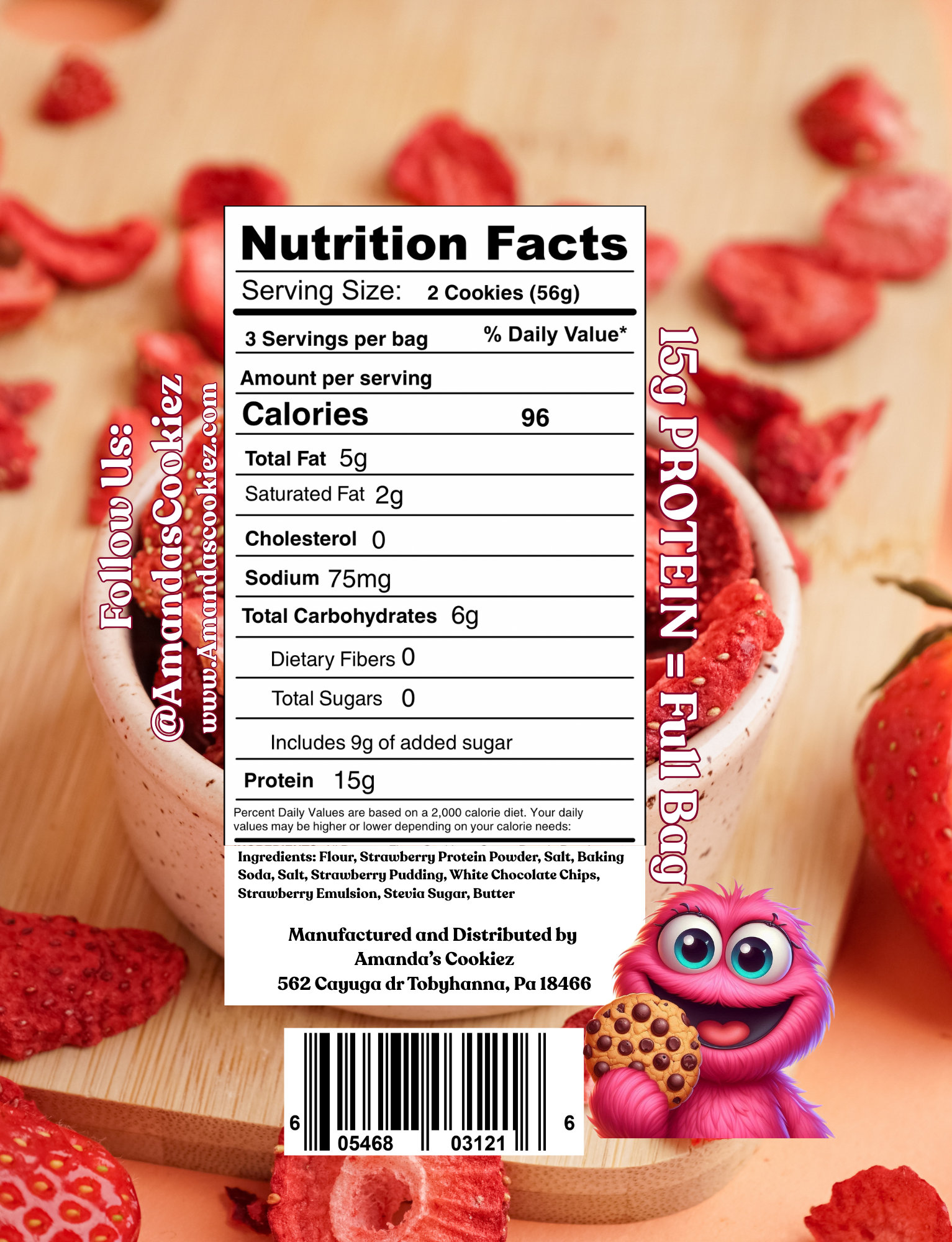 Strawberry Protein Cookie Bag