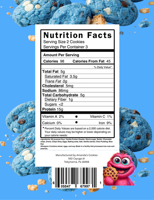 Blue Monster Protein Cookie Bag